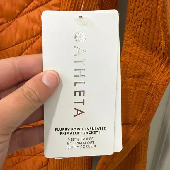 Athleta Flurry Force Insulated PrimaLoft Jacket Small Foliage Orange NWT $169 - Picture 7 of 10